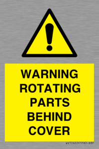 WARNING ROTATING PARTS BEHIND COVER